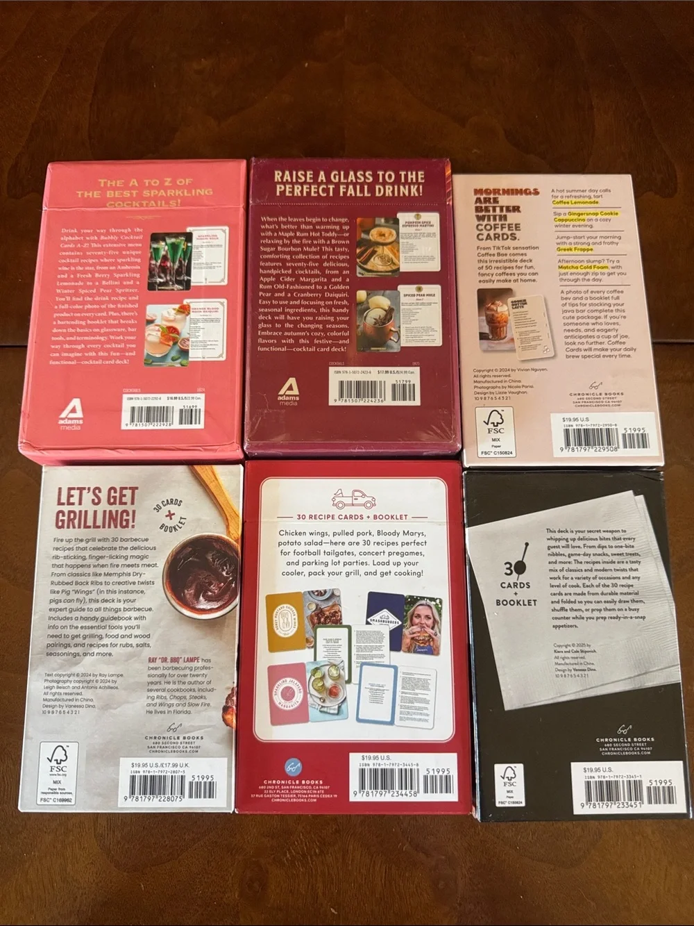 Chronicle Books Cocktail & Recipe Card Decks — Pink, Red, Gold, Brown, White